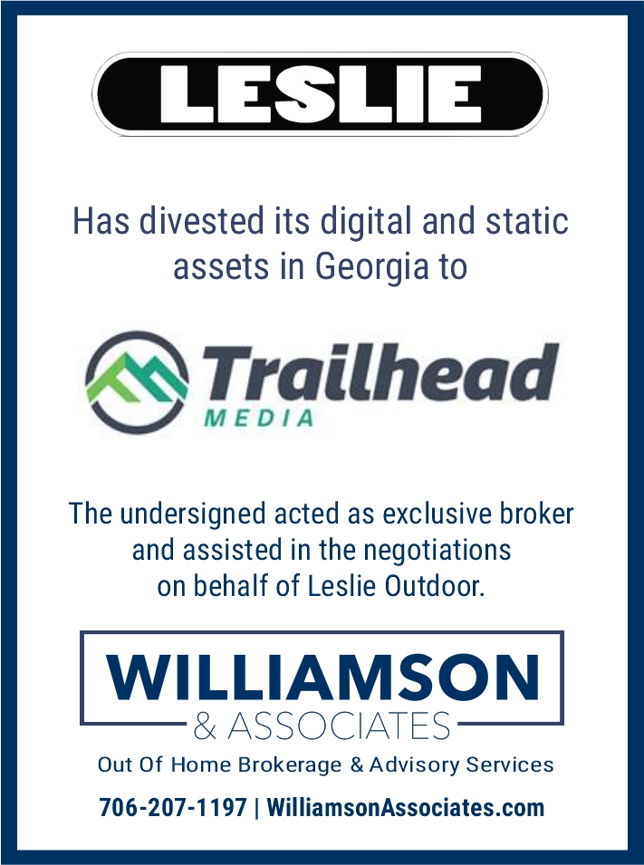 Leslie Outdoor divests out of home advertising assets to trailhead media