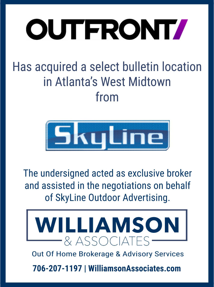 Outfront acquired a bulletin location in Atlanta's west midtown from Skyline