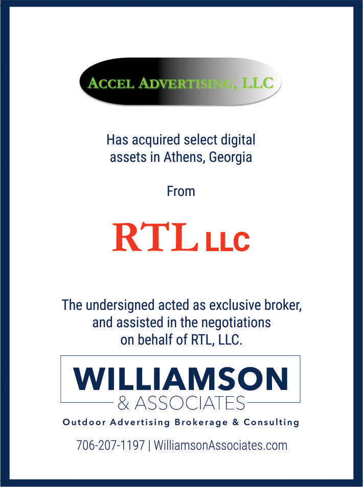 Accel Advertising has acquired select digital assets in Athens, GA from RTL, LLC